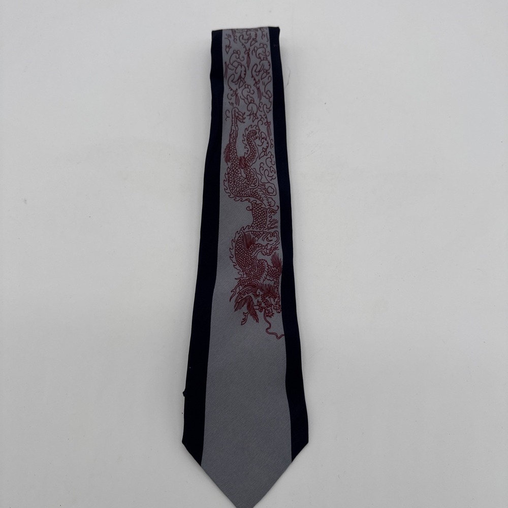 Best Tie Handmade Silk Chinese Dragons Neck Tie Vintage 53.5" X 3"Oriental